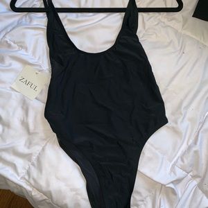 High leg Black on piece swimsuit